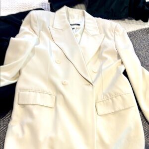 Elegant Cream Double-Breasted Women's Blazer